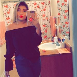 Black bell sleeve top